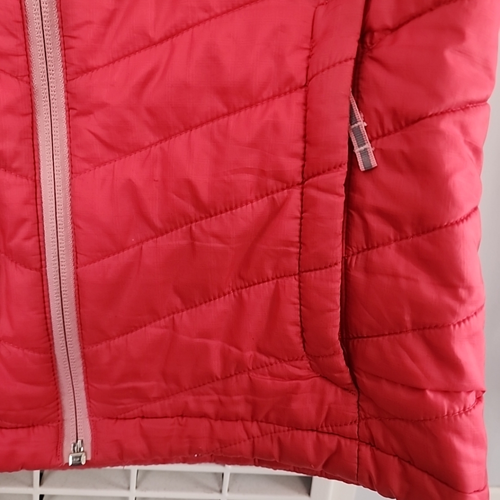 Columbia Omni-Heat Quilted Vest Girls Youth Medium Pink Zip Pockets Reflective - Picture 3 of 7